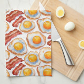 Sunny Side Up & Crispy – Waterverf Eieren en Bacon Theedoek (Quarter Fold)