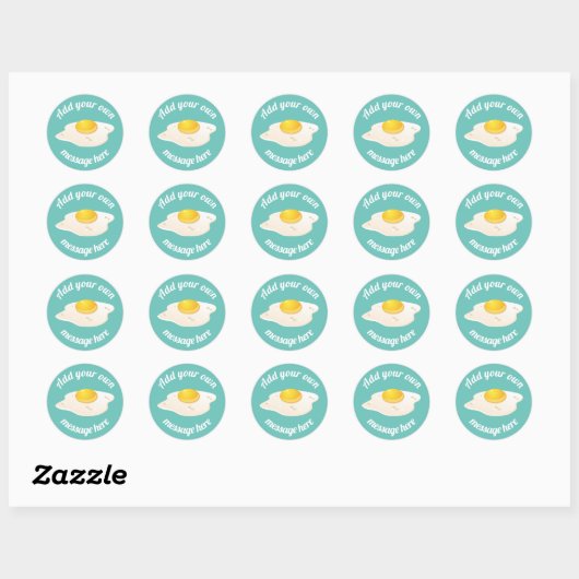 Sunny Side Up Gebakken Ei Ontbijt Custom Text Ronde Sticker (Vel)