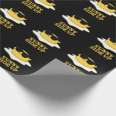 Sunny Side Up Grappig Gebakken Ei Pun Donker BG Cadeaupapier (Hoek)