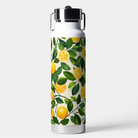 "Sunny Sips Lemon Ceramic Thermos" Waterfles (Voorkant)