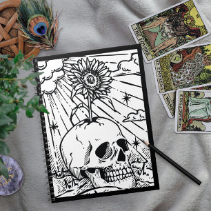 Sunny Skull Zonnebloem Zwart & Wit Gotisch Notitieboek