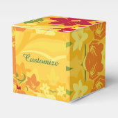 Sunny Summer Yellow Floral Cube Favor Box Bedankdoosjes (Voorkant Zijde)