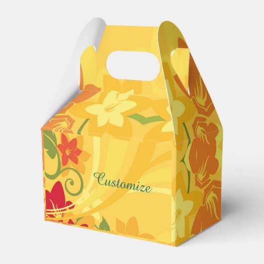 Sunny Summer Yellow Floral Gable Favor Box Bedankdoosjes (Voorkant Zijde)