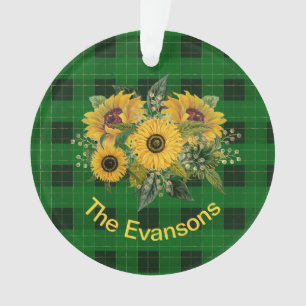 Sunny Sunflower Bouquet Green Play Ornament