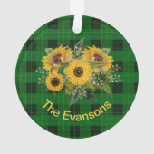 Sunny Sunflower Bouquet op Green Pset Ornament (achterkant)