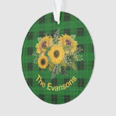 Sunny Sunflower Bouquet op Green Pset Ornament (voorkant)