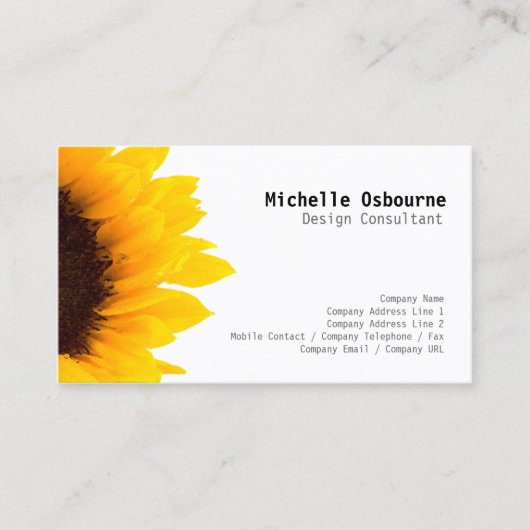 Sunny Sunflower Carte de visite de la nature (Devant)