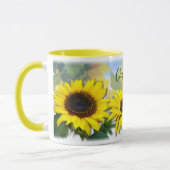 Sunny Sunflower Nom personnalisé Café Mug (Gauche)