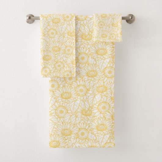 Sunny Sunflower Pattern Bad Handdoek (Insitu)