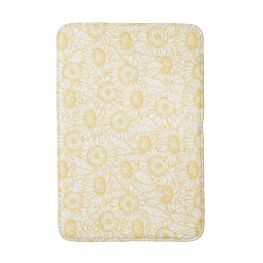 Sunny Sunflower Pattern Badmat (Voorkant Verticaal)