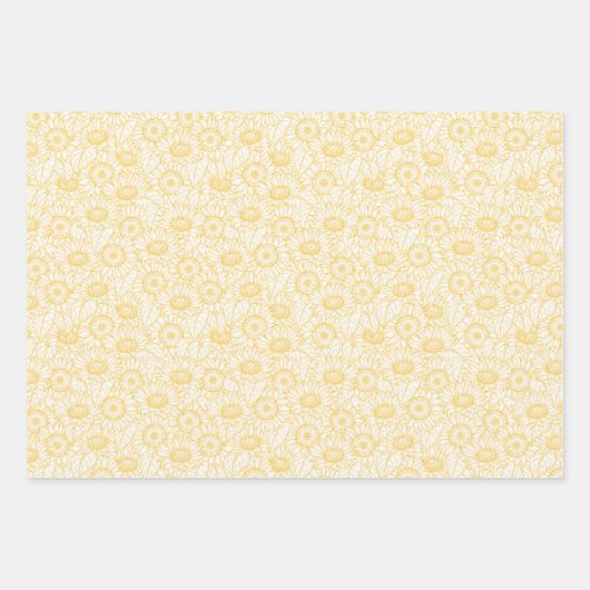 Sunny Sunflower Pattern Inpakpapier Vel (Voorkant 2)