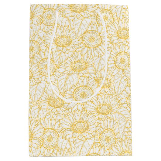 Sunny Sunflower Pattern Medium Cadeauzakje (Voorkant)
