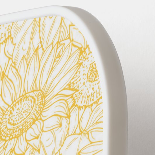 Sunny Sunflower Pattern Pickleball Paddle (Links Detail)