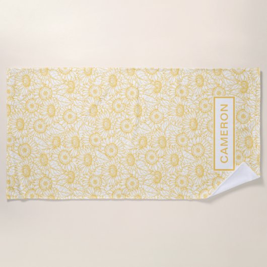 Sunny Sunflower Pattern Strandlaken (Voorkant)