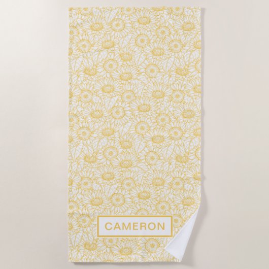 Sunny Sunflower Pattern Strandlaken (Voorkant)