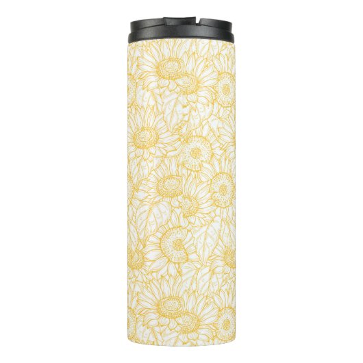 Sunny Sunflower Pattern Thermosbeker (Achterkant)