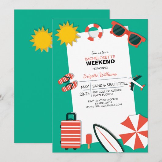 Sunny Travels Invitation (Devant / Derrière)