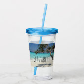 Sunny Tropical Beach Ocean Paradise Acryl Drinkbeker (Achterkant)