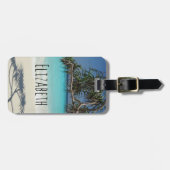 Sunny Tropical Beach Ocean Paradise Bagagelabel (Voorkant horizontaal)