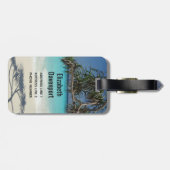 Sunny Tropical Beach Ocean Paradise Bagagelabel (Achterkant horizontaal)