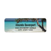 Sunny Tropical Beach Ocean Paradise Etiket (Voorkant)