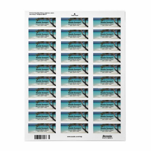 Sunny Tropical Beach Ocean Paradise Etiket (Full Sheet)