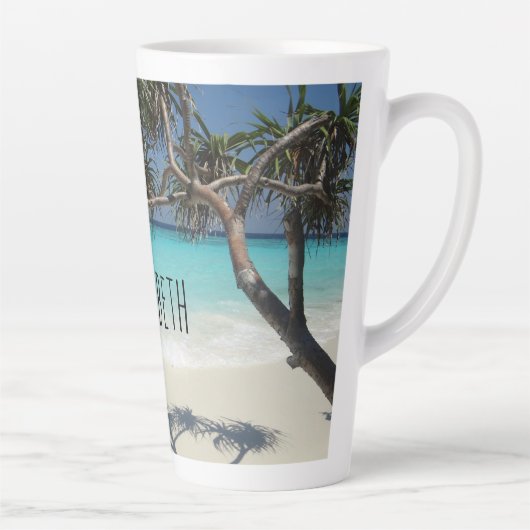 Sunny Tropical Beach Ocean Paradise Latte Mok (Rechts)