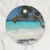 Sunny Tropical Beach Ocean Paradise Wedding Bedankjes Labels (Achterkant)