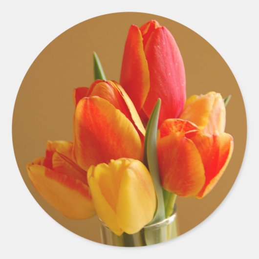 Sunny Tulips Ronde Sticker (Voorkant)