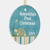 Sunny Turtle Pond Lake Gepersonaliseerde naam Orna Keramisch Ornament (Rechts)