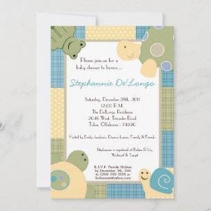 Sunny Turtle Zee Life Snail Baby shower Invitation Kaart
