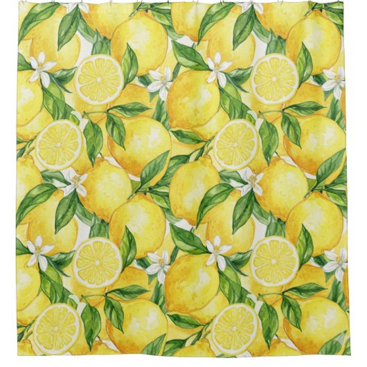 Sunny Watercolor Lemon Grove Douchegordijn (Voorkant)