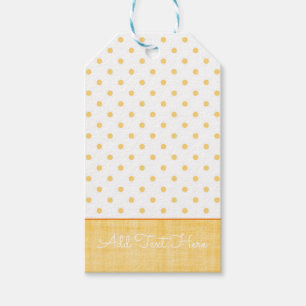 Sunny Whitewash Linen Yellow Polkadots Custom Text Cadeaulabel