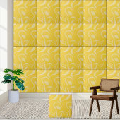 Sunny Yellow Abstract Swirl Pattern Keramische Teg Tegeltje