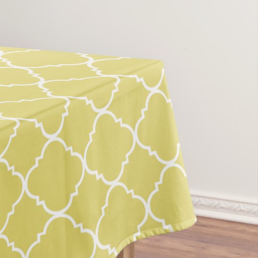 Sunny Yellow and White Quatrefoil Tafelkleed (Voorbeeld)