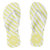 Sunny Yellow and White Striped and Monogramed Teenslippers (Voetbed)