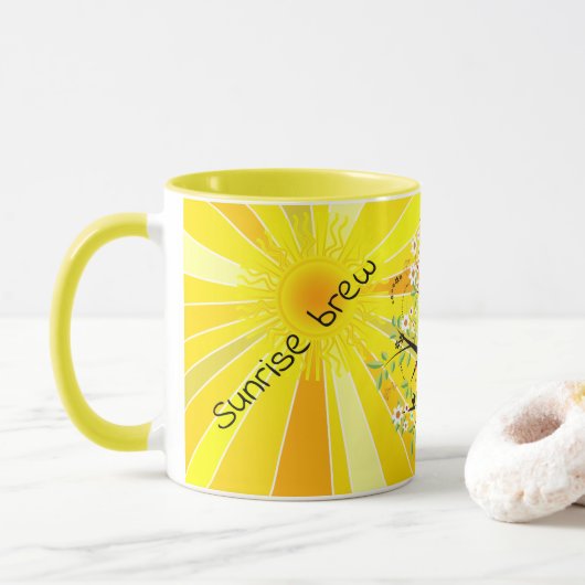 Sunny Yellow Cheery Sunrise Brew Mok (Met donut)