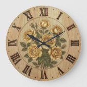 Sunny Yellow Garden Flowers Wall Clock Grote Klok (Voorkant)