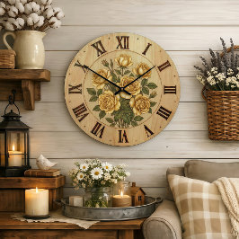 Sunny Yellow Garden Flowers Wall Clock Grote Klok
