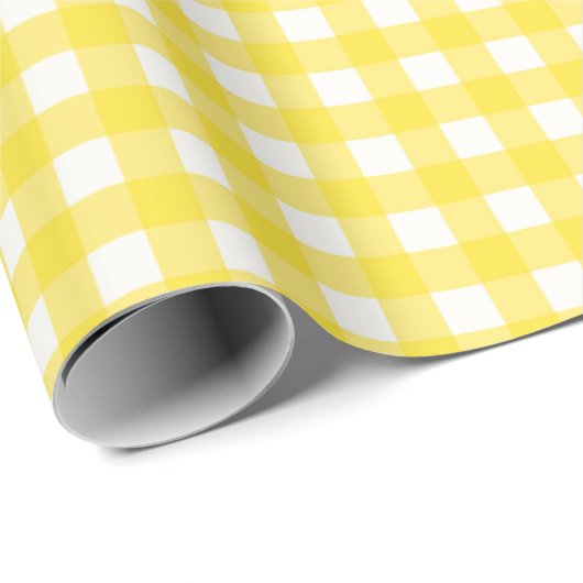 Sunny Yellow Gingham Checkered Pattern Cadeaupapier (Rol Hoek)