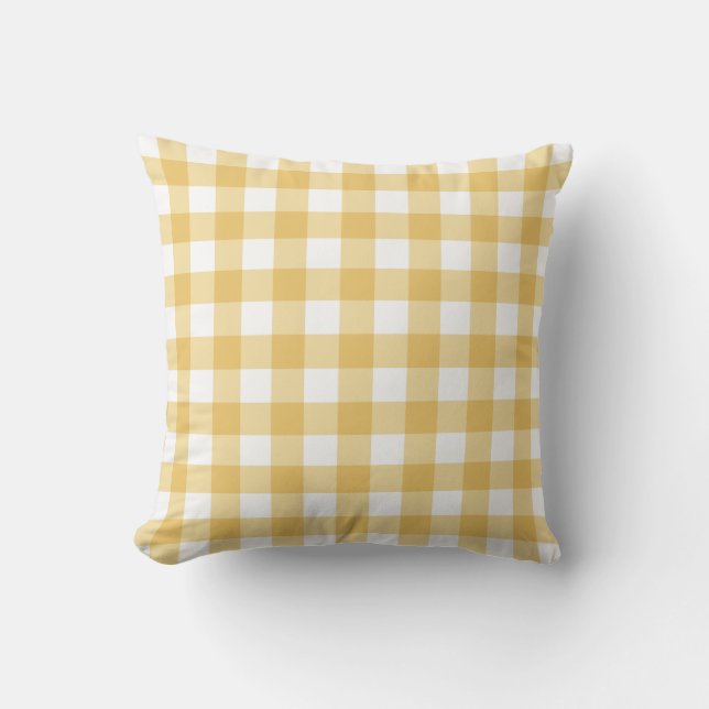 Sunny Yellow Gingham Kussen (Voorkant)