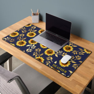 Sunny Yellow Gold Navy Feuille Motif