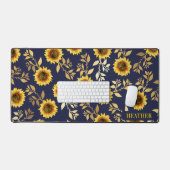 Sunny Yellow Gold Navy Feuille Motif (Clavier et souris)