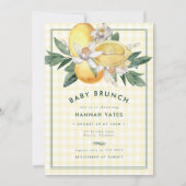 Sunny Yellow Lemon Gingham Baby shower Brunch (Voorkant)