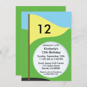 Sunny Yellow Let's Bogie Mini Golf Birthday Party Kaart (Voorkant / Achterkant)