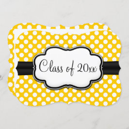 Sunny Yellow Polka Dot Afstuderen/Party Kaart