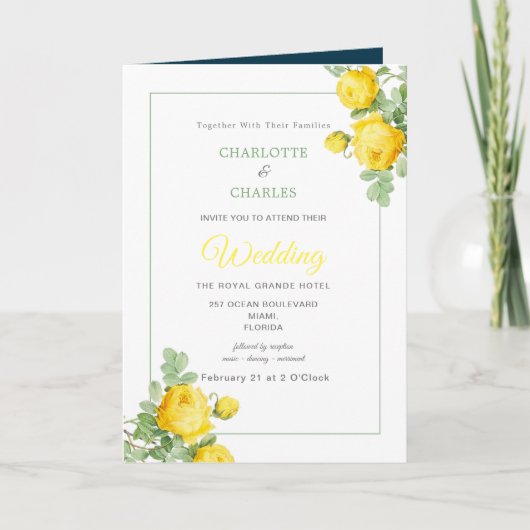 Sunny Yellow Roses Floral Elegant Wedding (Voorkant)