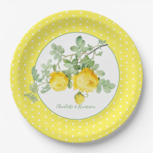 Sunny Yellow Roses Floral Elegant Wedding Papieren Bordje