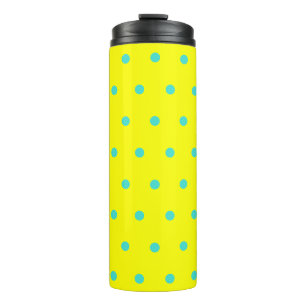 Sunny Yellow Turquoise Blue Polka Dots Thermosbeker