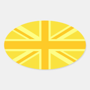 Sunny Yellow Union Jack British Flag Decor Ovale Sticker
